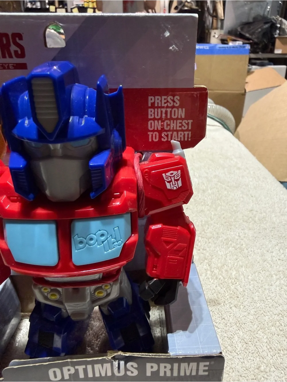 Transformers Bop It! Optimus Prime Kids Toy - Red and Blue Action Figure